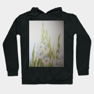 White Gladioli watercolor painting Hoodie